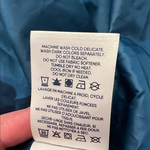 Women's Blue Quilted Jacket with Faux Fur Hood - Picture 5 of 6